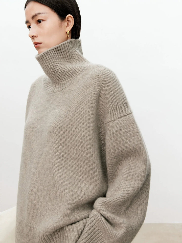 Halsnova | Women's Cozy Loose and Thick Turtleneck sweater Knit — camel