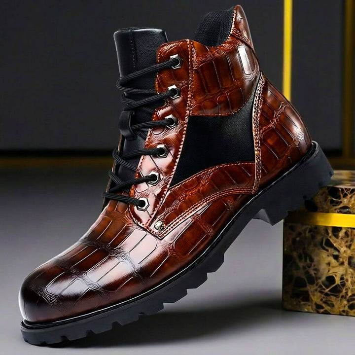 Halsora | Women's Sophisticated Embossed Leather Boots — 1