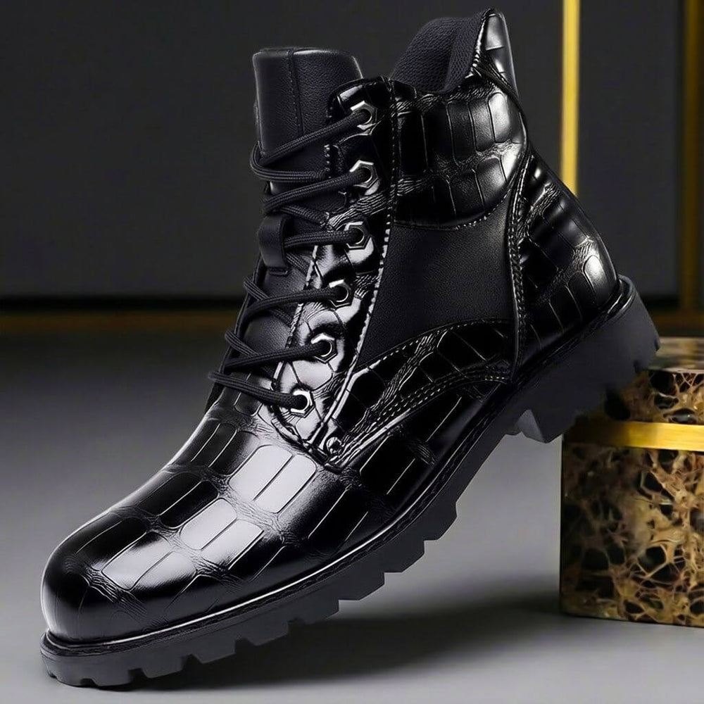 Halsora | Women's Sophisticated Embossed Leather Boots — 2
