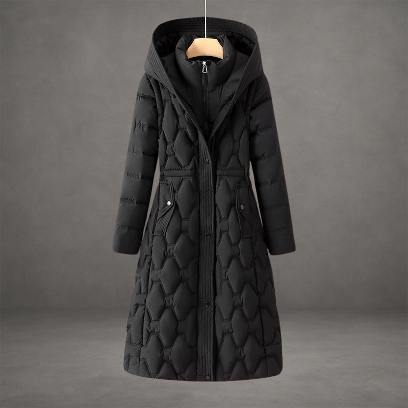 Haveth | Women's Longline Hooded Down Coat — Black