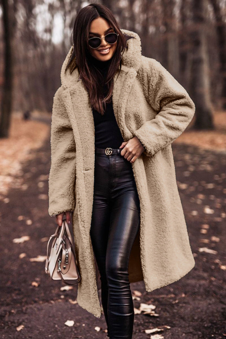 Havise | Women's Oversized Teddy Coat — Beige