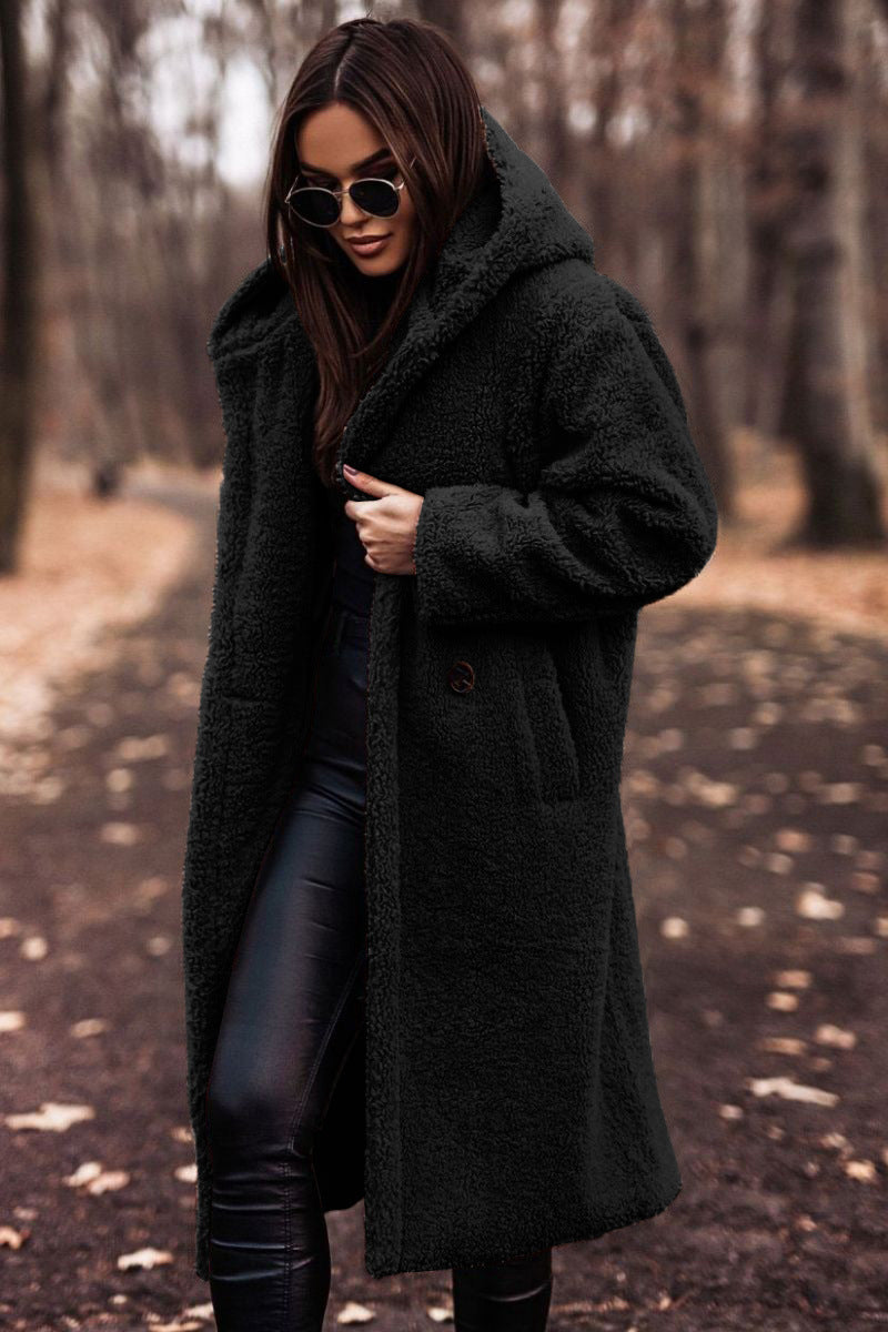Havise | Women's Oversized Teddy Coat — Black
