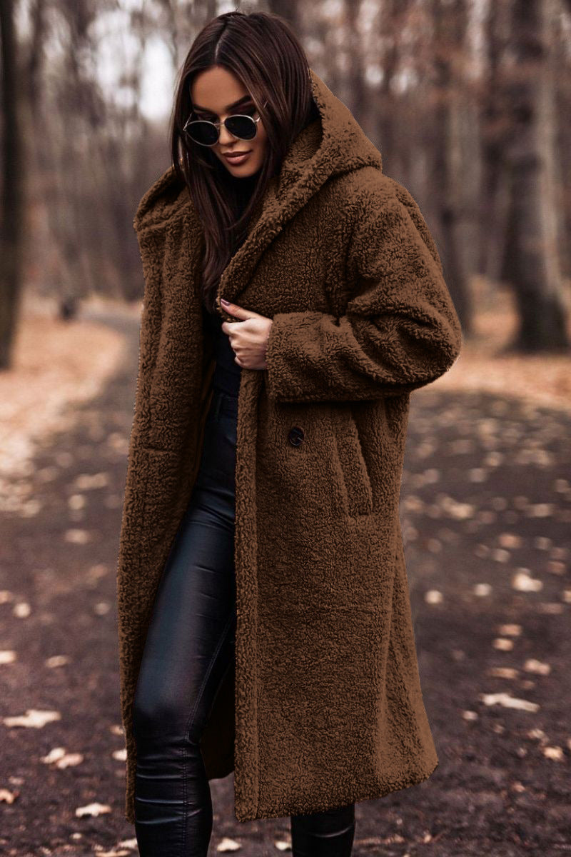 Havise | Women's Oversized Teddy Coat — Brown