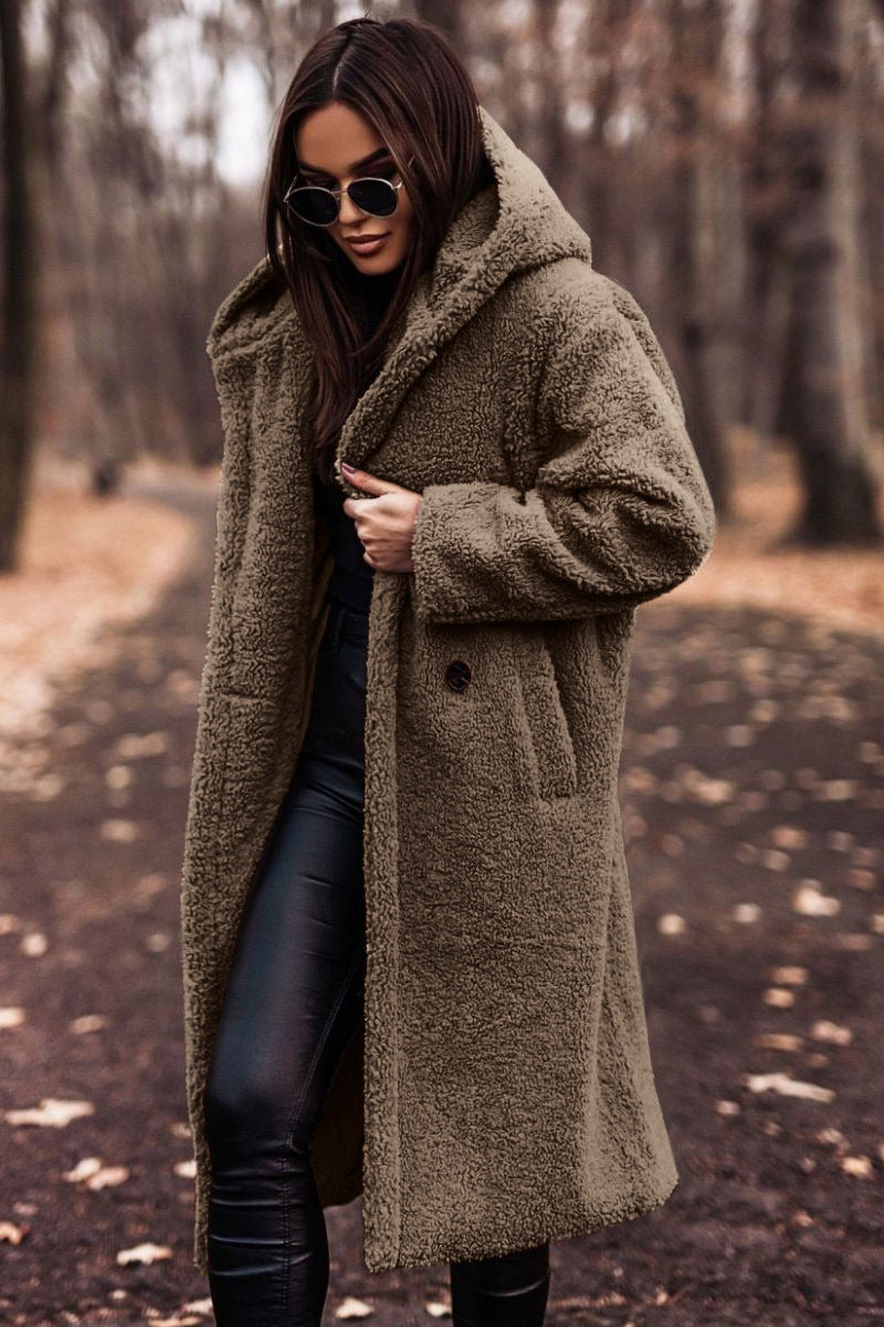Havise | Women's Oversized Teddy Coat — Khaki
