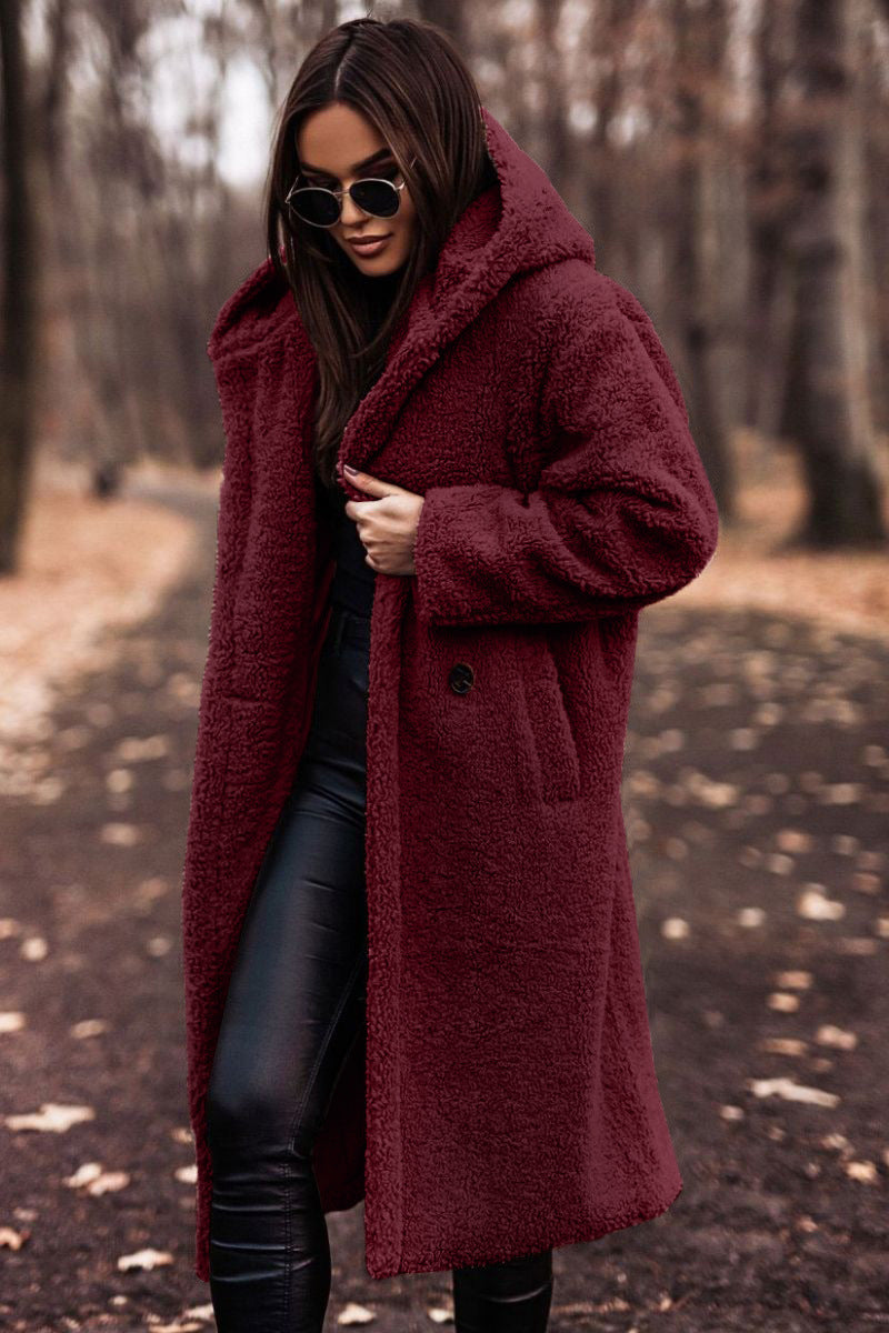 Havise | Women's Oversized Teddy Coat — Red