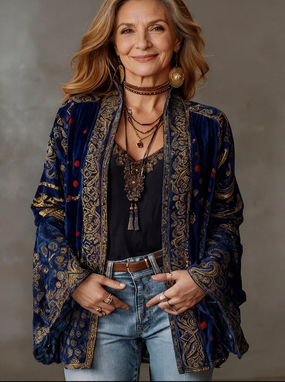 Hesperique | Women's Cozy Stylish Velvet-Touch Bohemian Cardigan — 2
