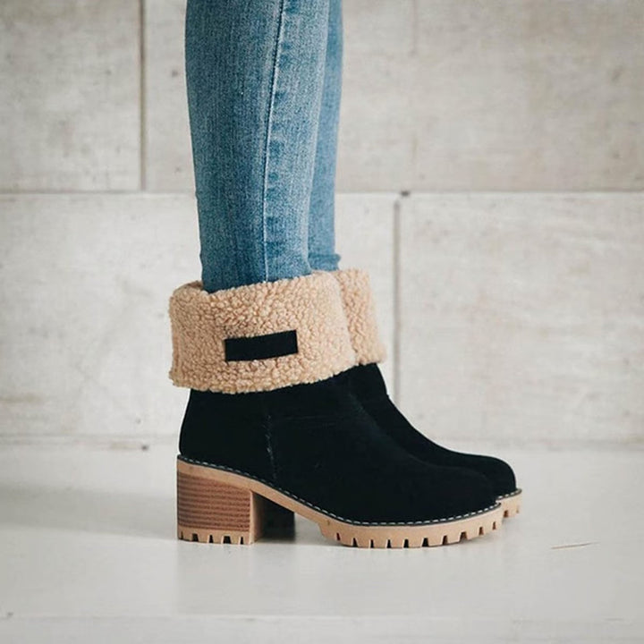 Hesperola | Women's Faux Fur Cuff Ankle Boot — Black