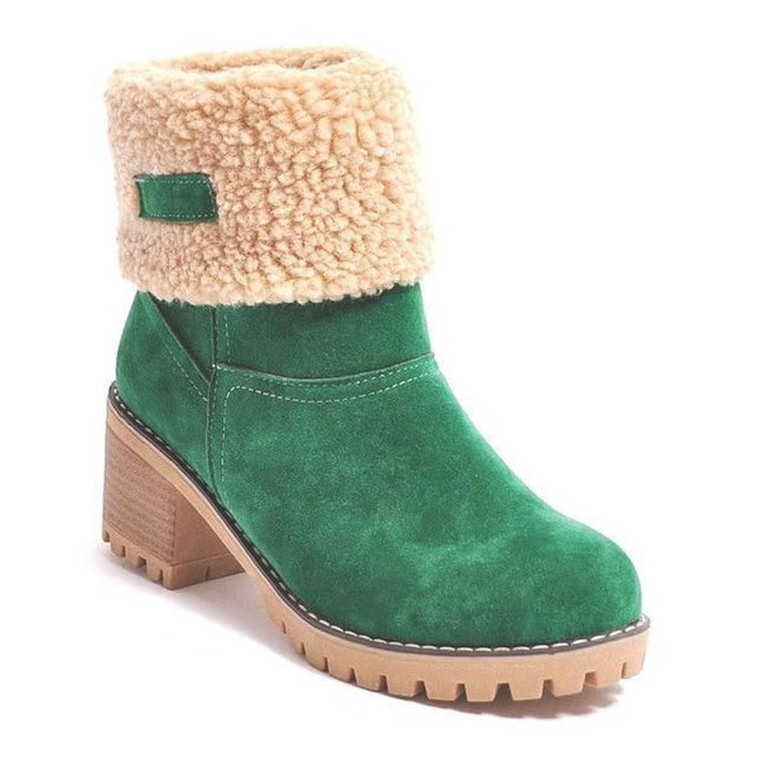 Hesperola | Women's Faux Fur Cuff Ankle Boot — Dark Green