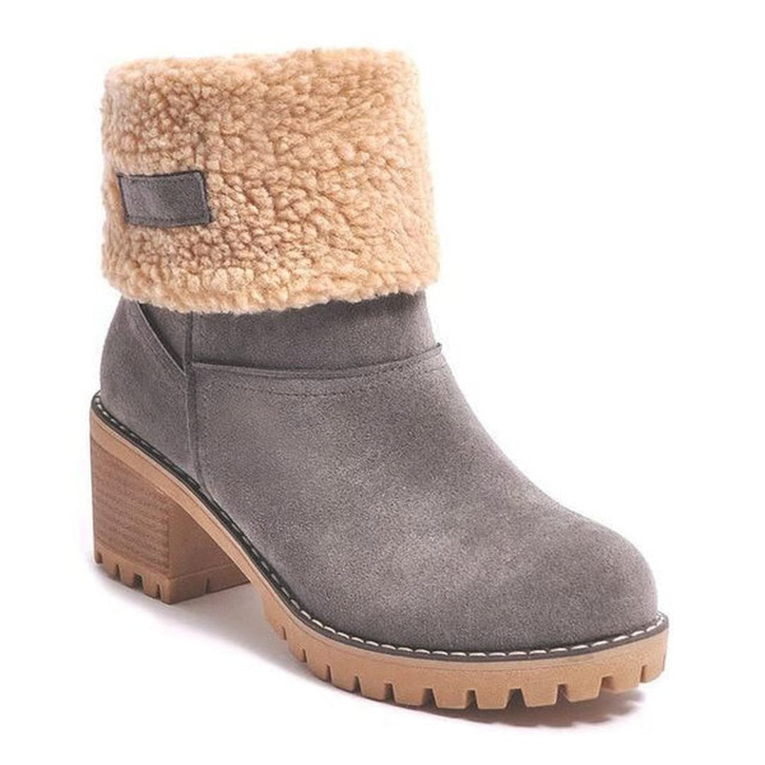 Hesperola | Women's Faux Fur Cuff Ankle Boot — Light Gray