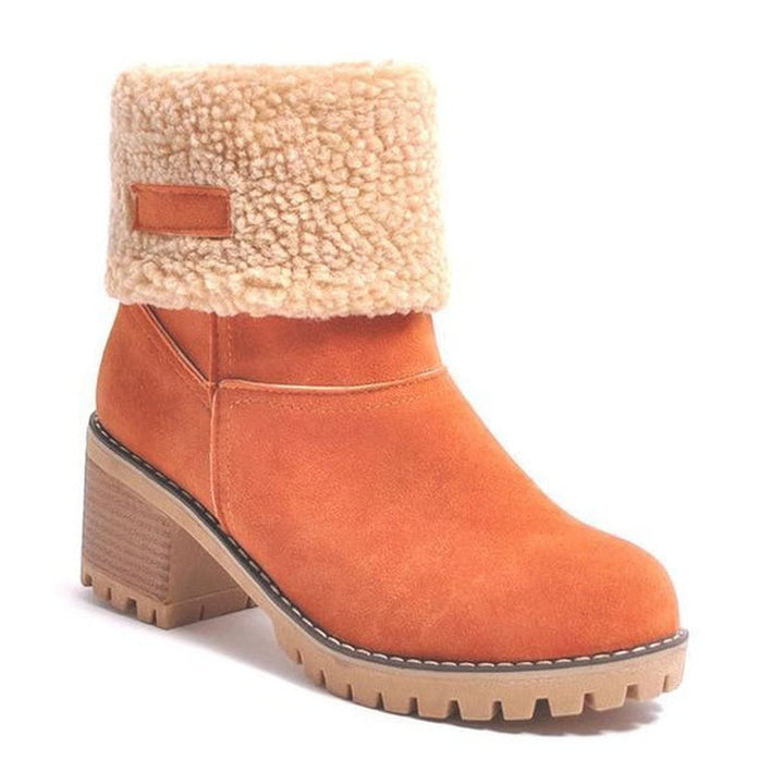 Hesperola | Women's Faux Fur Cuff Ankle Boot — Rusty Orange