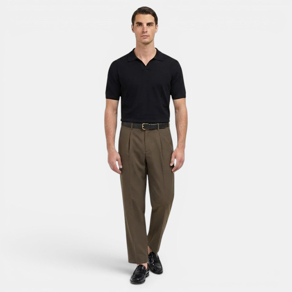 Classic straight leg pants on a plain background.