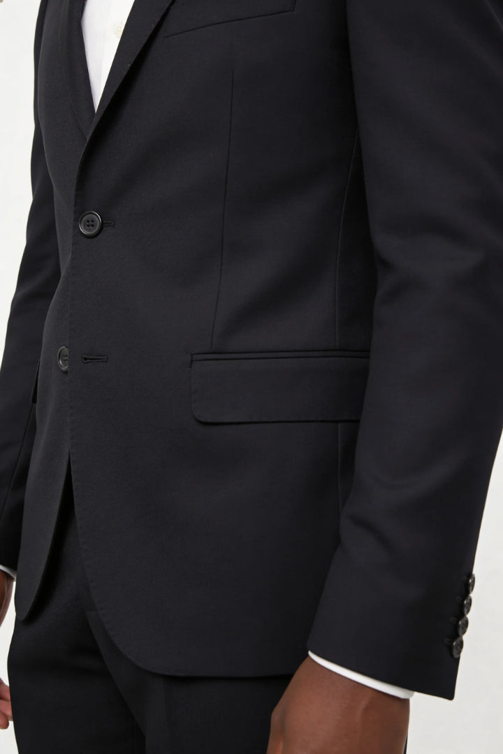 Horatio | Men's Casual Stretch Valerio Slim Fit Suit Set - Black Tops — 2