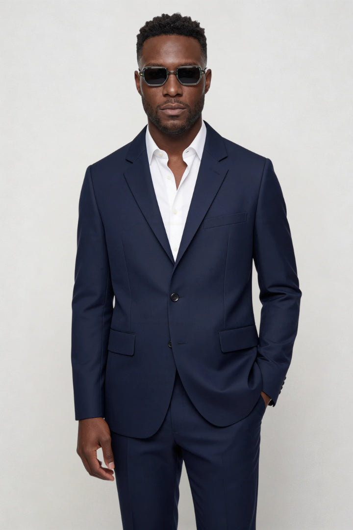 Ignatius | Men's Casual Stretch Valerio Slim Fit Suit Set - Navy Tops — 1