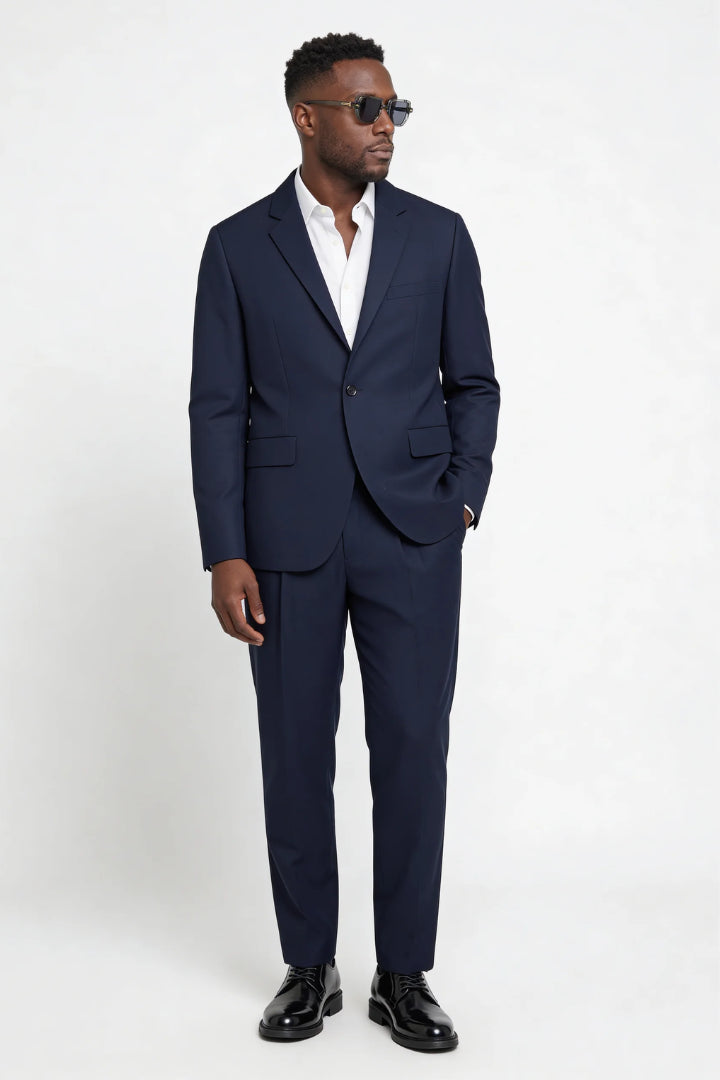 Ignatius | Men's Casual Stretch Valerio Slim Fit Suit Set - Navy Tops — 2