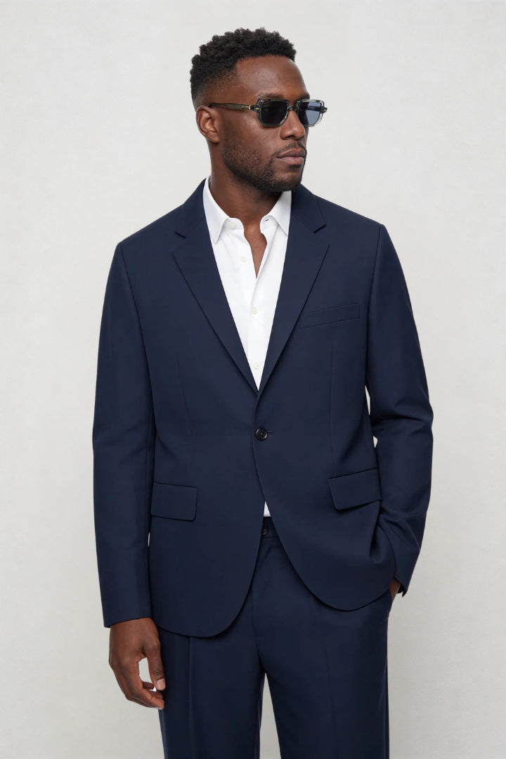 Ignatius | Men's Casual Stretch Valerio Slim Fit Suit Set - Navy Tops — 3