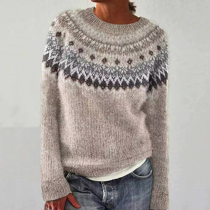 Isabeau | Women's Knit Cozy winter Fair Isle Crew Neck Sweater — 1