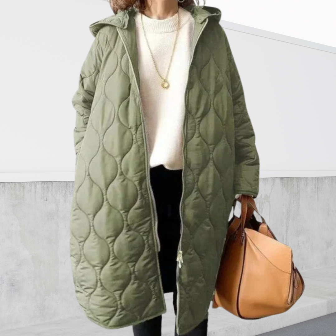 Isabelle | Women's Casual Stretch Oversized hooded Parka with details Tops — Light green