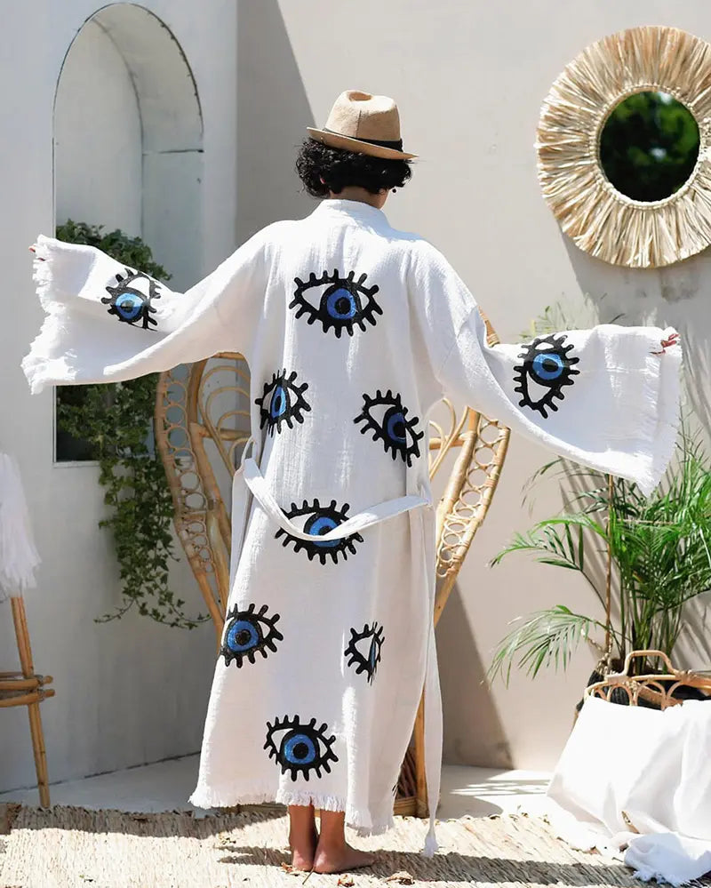 Isadora | Women's Wedding Guest Elegant Evil Eye Kimono dress Dresses — 1