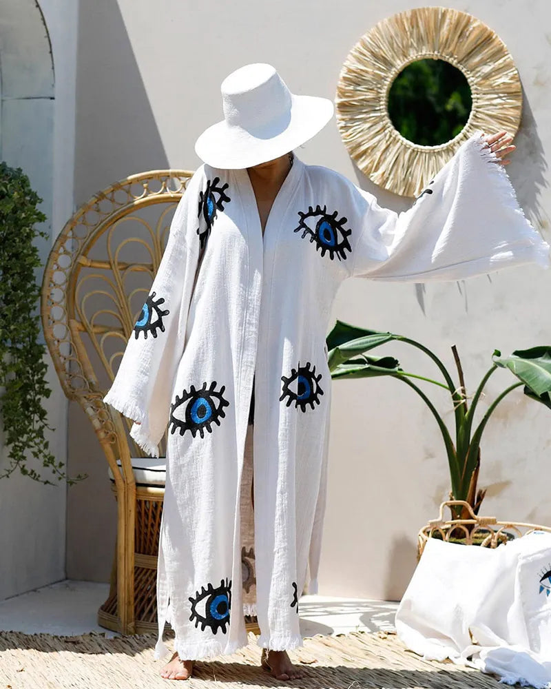 Isadora | Women's Wedding Guest Elegant Evil Eye Kimono dress Dresses — 2
