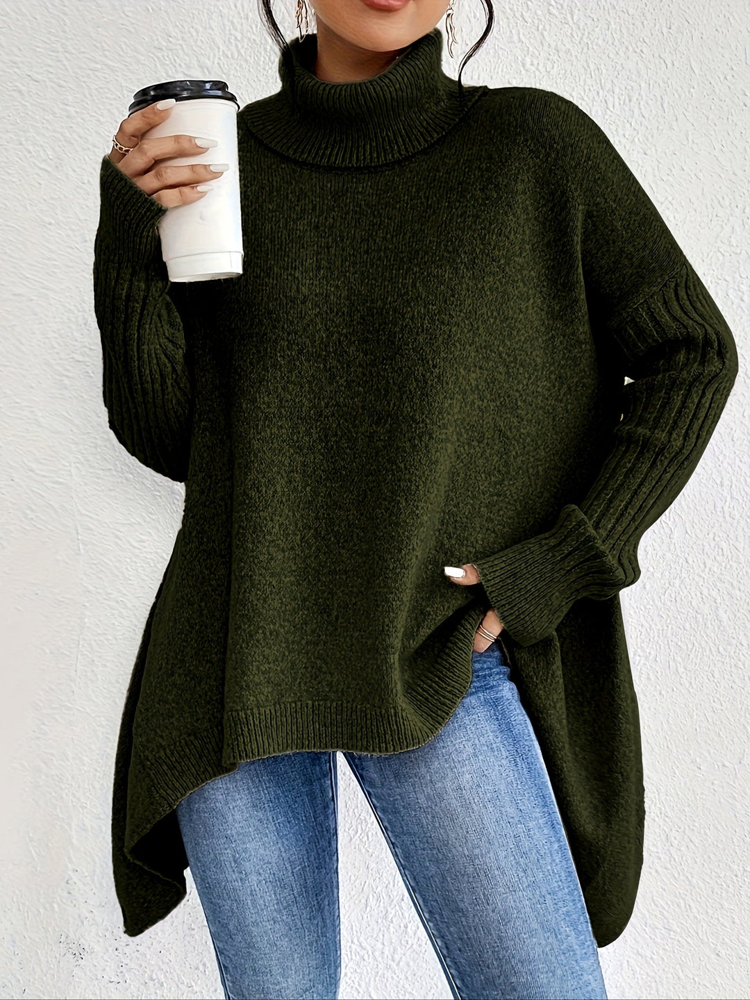 Isaoura | Women's Turtleneck Sweater Oversized Layering