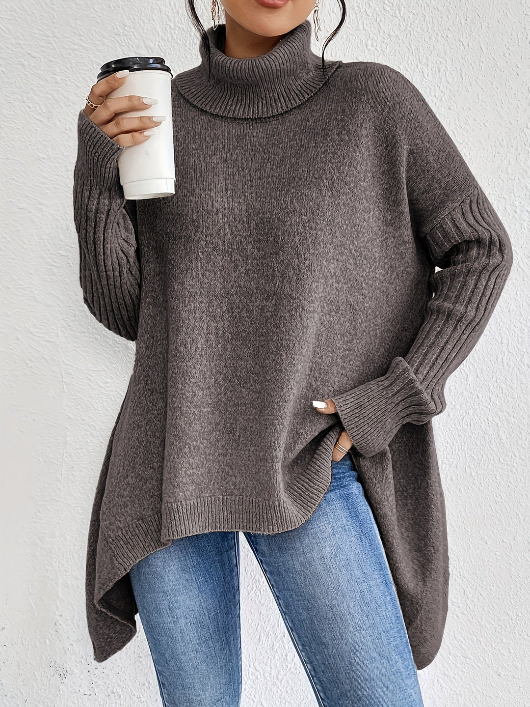 Isaoura | Women's Turtleneck Sweater Oversized Layering