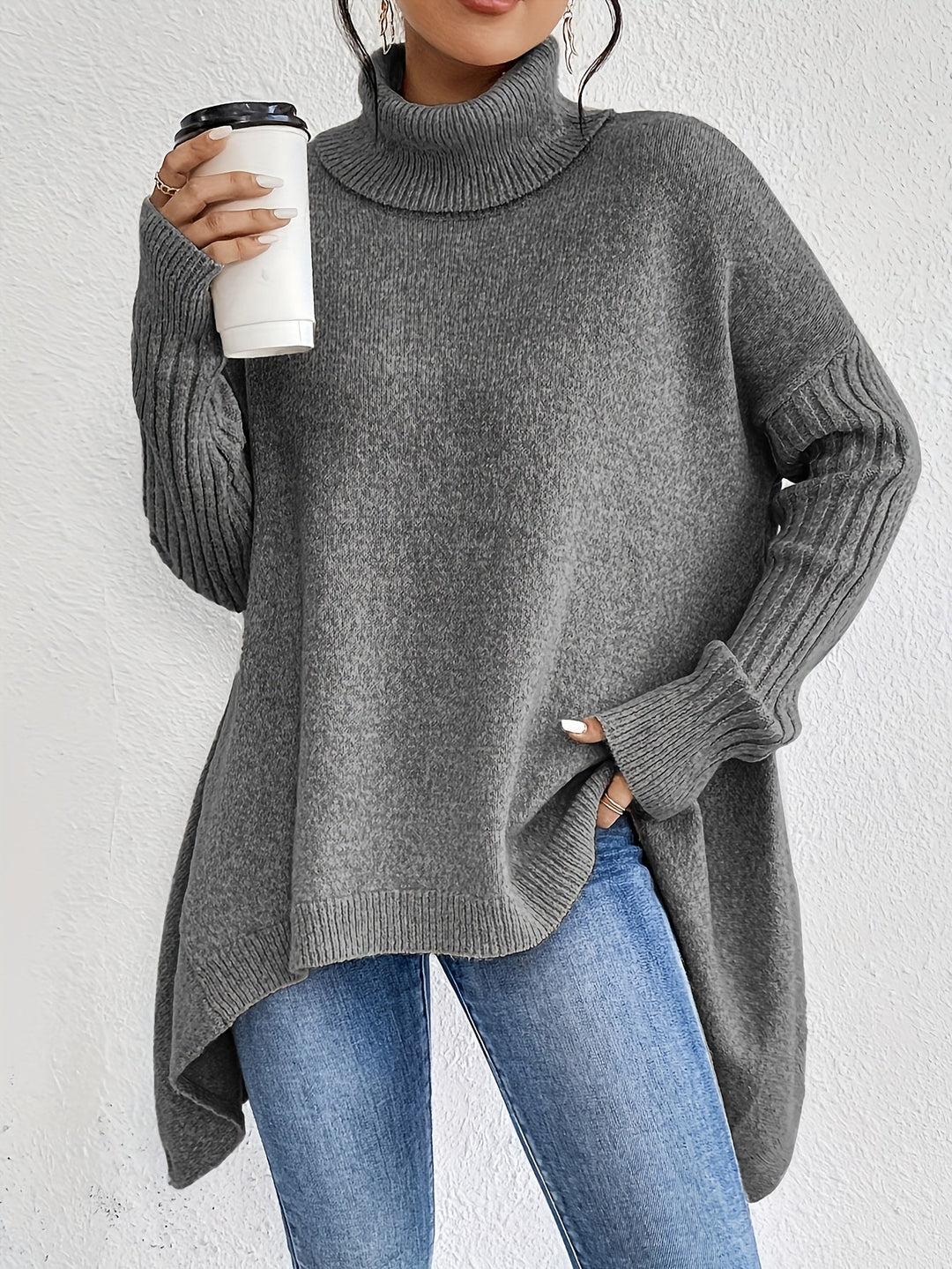 Isaoura | Women's Turtleneck Sweater Oversized Layering