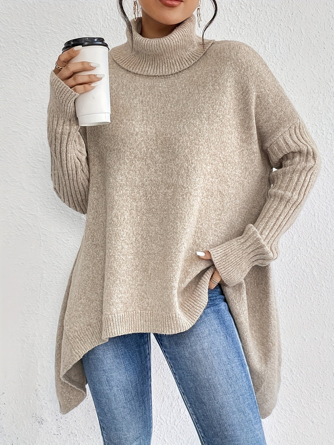 Isaoura | Women's Turtleneck Sweater Oversized Layering