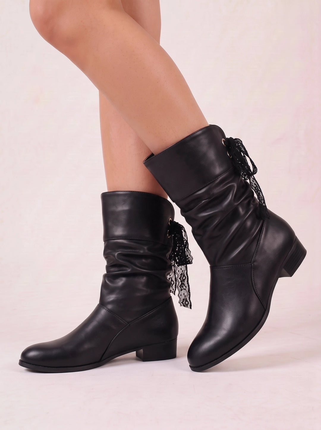 Ivaresse | Women's Mid-Calf Slouch Boots — Black