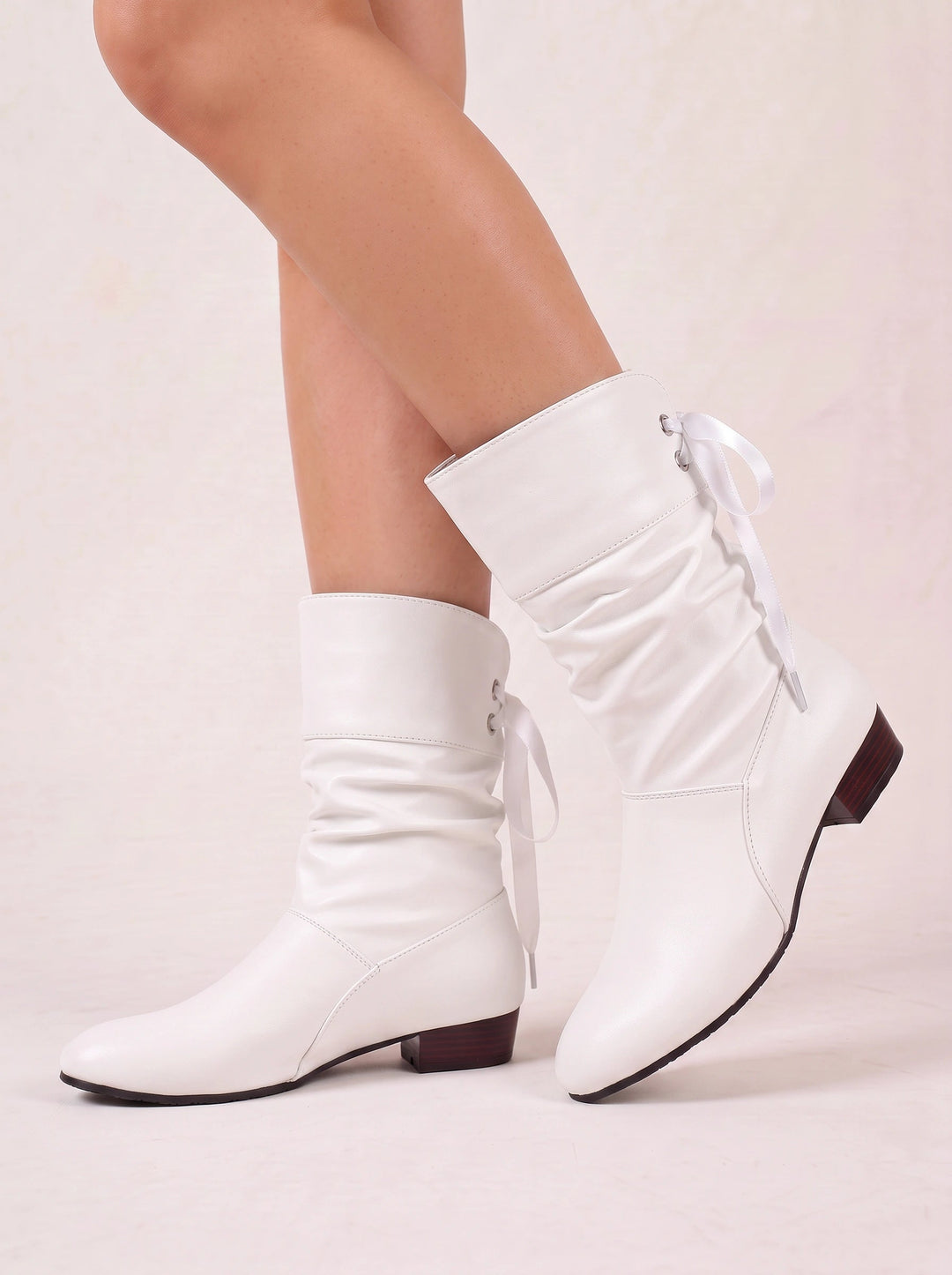 Ivaresse | Women's Mid-Calf Slouch Boots — White