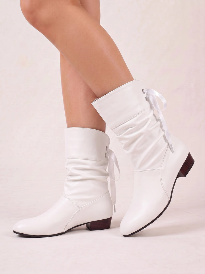 Ivaresse | Women's Mid-Calf Slouch Boots — White