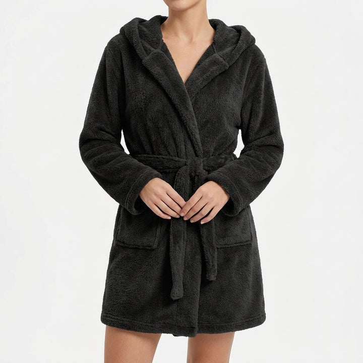 Ivophora | Women's Elegant Hooded Fleece Dress — 1