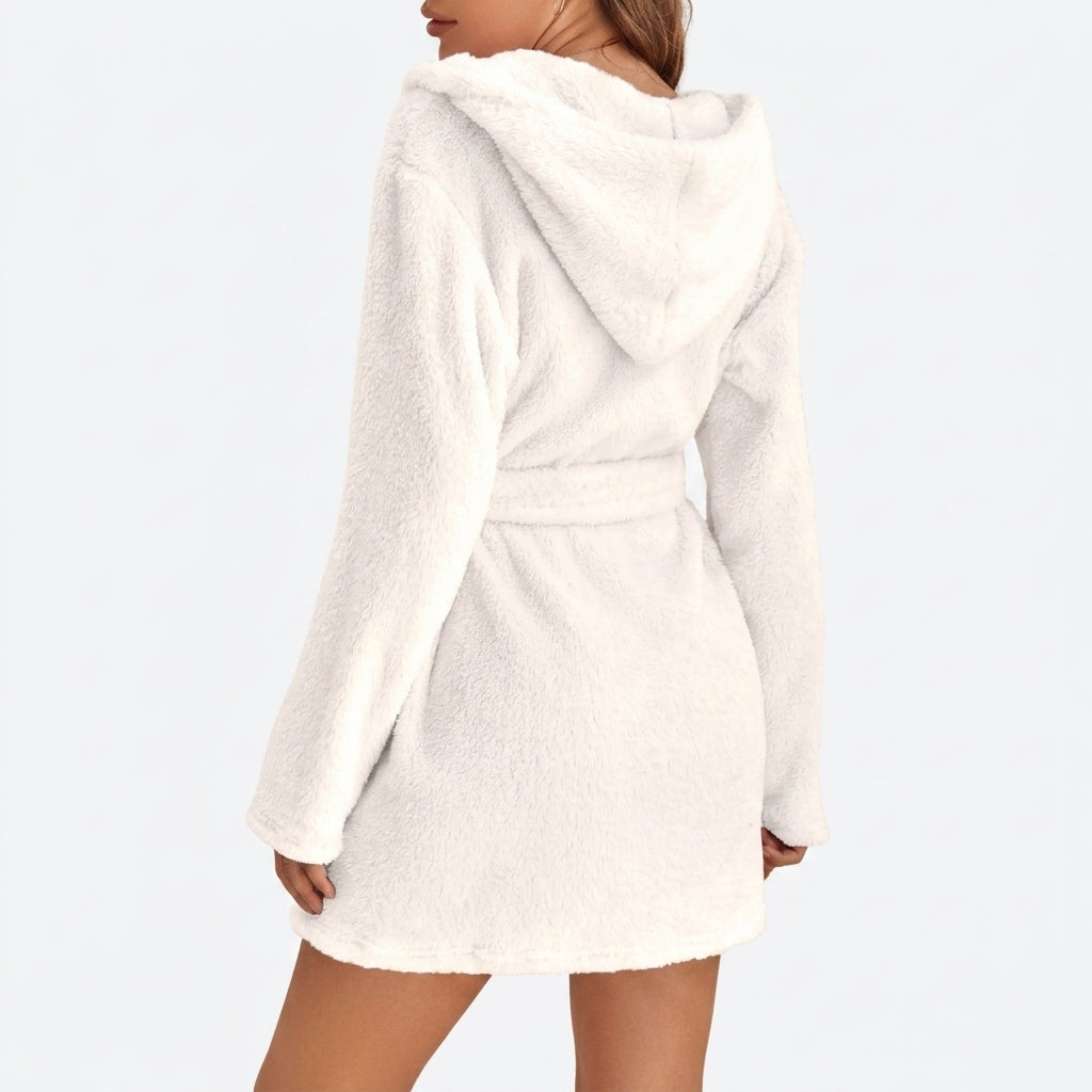 Ivophora | Women's Elegant Hooded Fleece Dress — 2