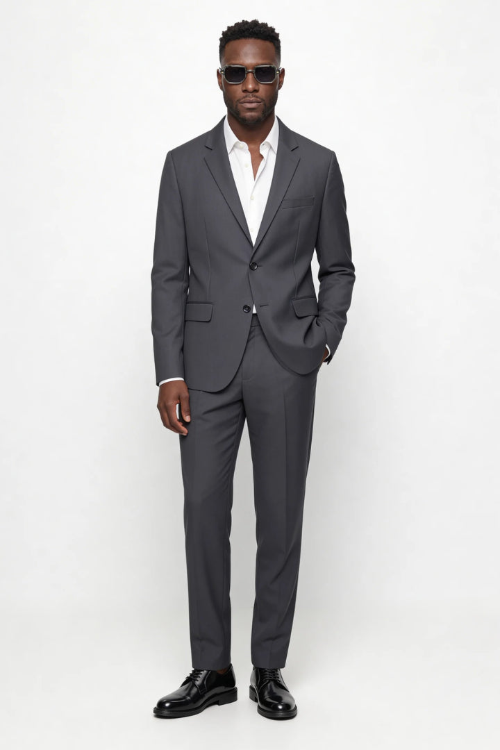 Jasper | Men's Casual Stretch Valerio Slim Fit Suit Set - Gray Tops — 1