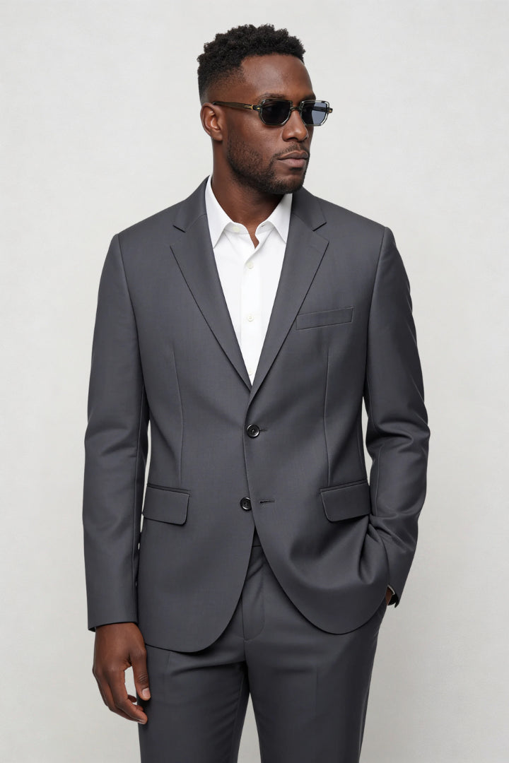 Jasper | Men's Casual Stretch Valerio Slim Fit Suit Set - Gray Tops — 2