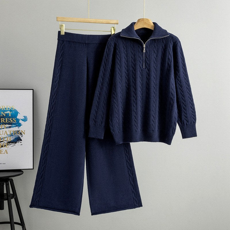 Jessamique | Women's Cozy Ada - High-Neck Sweater and Wide-Leg Pants Set — 2