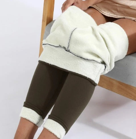 Jorvelesse | Women's Wide-Leg Tailored Fleece Lined High Waist Thermal Pants — Coffee