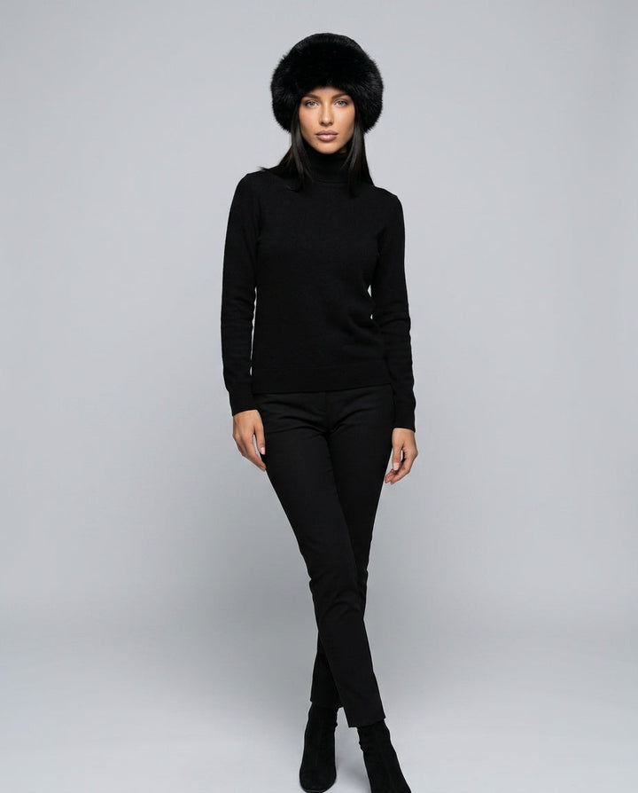 Jorvelissa | Women's Casual Stretch Faux Fur Beanie with Ear Coverage Top — 2