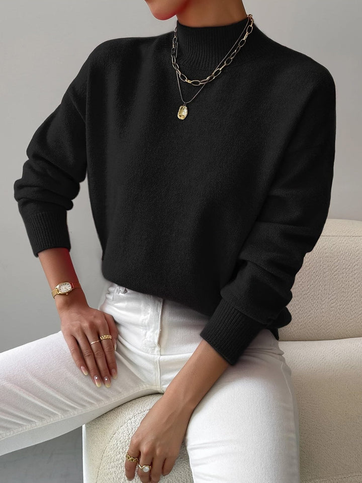 Josslyn | Women's Cozy Elegant Ribbed Knit Turtleneck Sweater with Fitted Body — Black