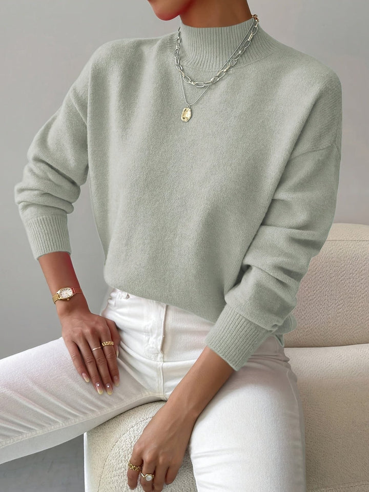 Josslyn | Women's Cozy Elegant Ribbed Knit Turtleneck Sweater with Fitted Body — Light Green