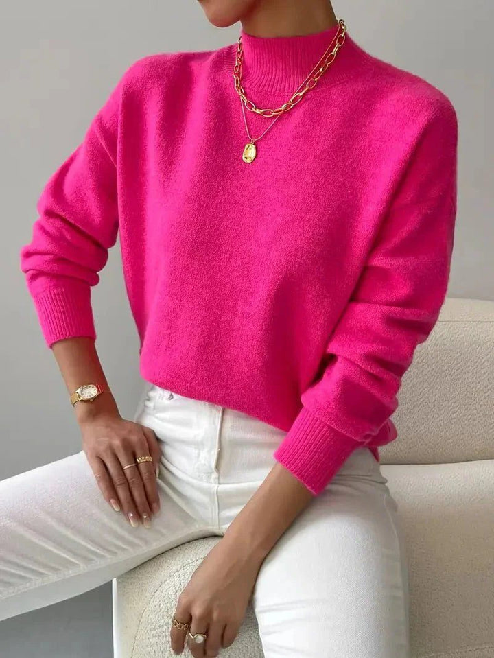 Josslyn | Women's Cozy Elegant Ribbed Knit Turtleneck Sweater with Fitted Body — Pink
