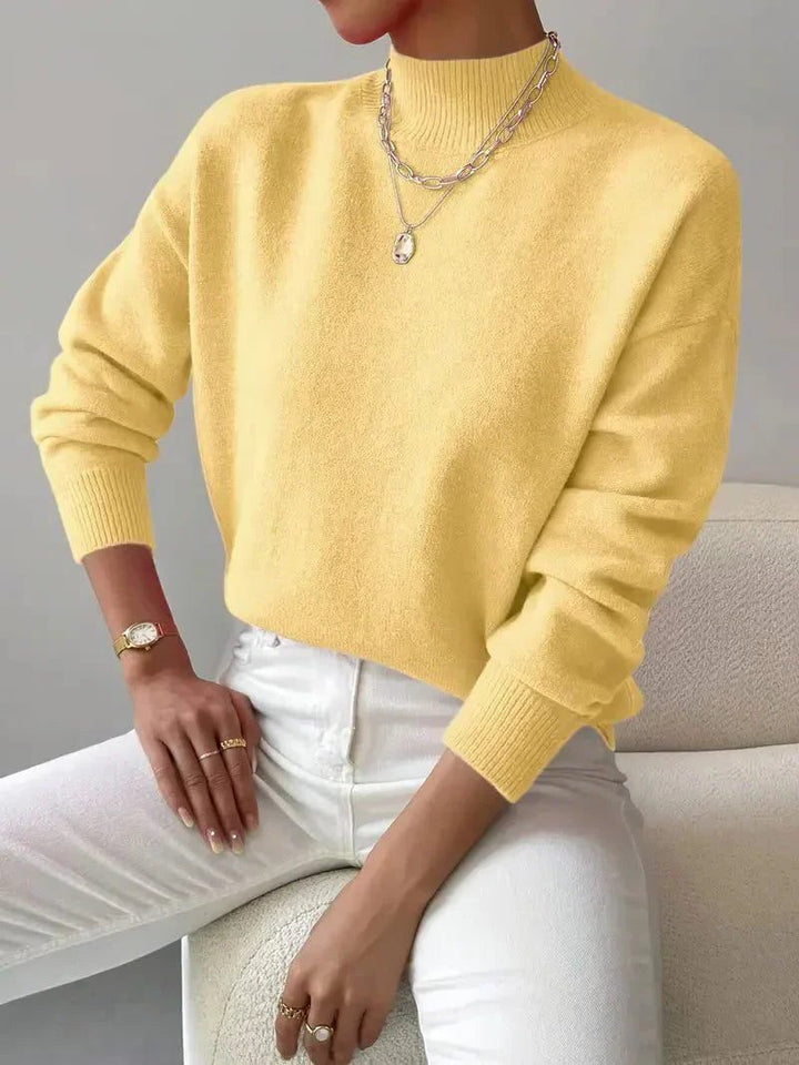 Josslyn | Women's Cozy Elegant Ribbed Knit Turtleneck Sweater with Fitted Body — Yellow
