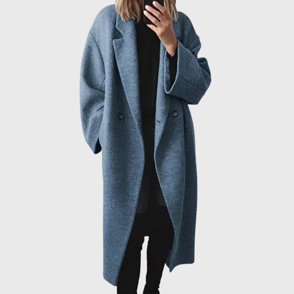 Juliet | Women's Casual Stretch Cozy Longline Coat Tops — Blue