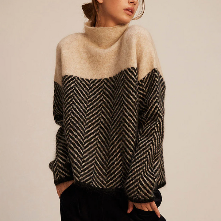 Junoisse | Women's Knit Cozy Comfy Turtleneck Sweater — Beige