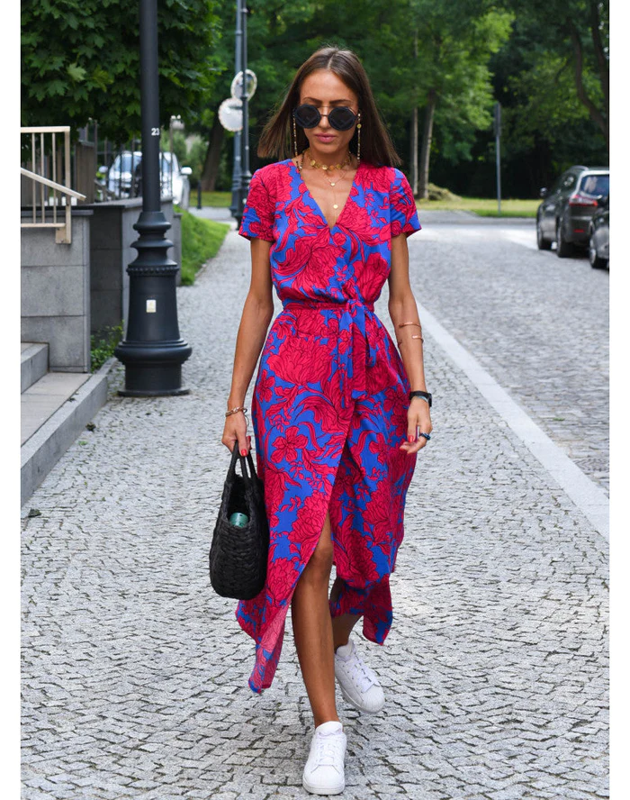 Junooura | Floral Wrap Maxi Dress | Wedding Guest Boho Dress
