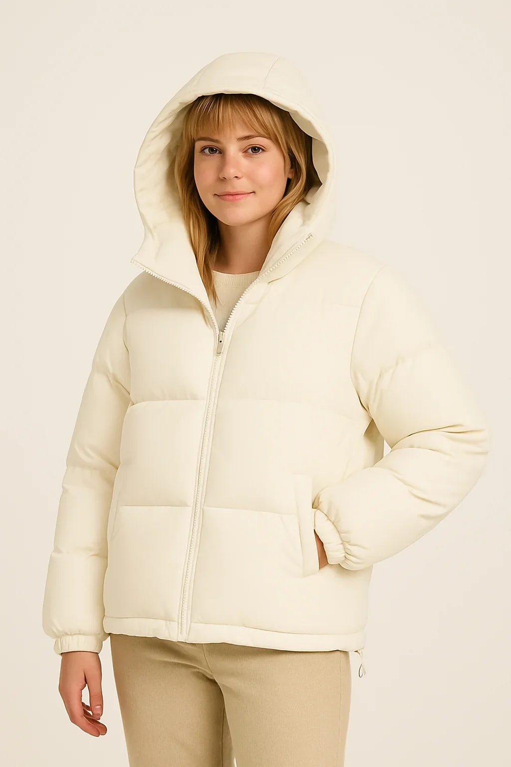 Junostine | Women's Puffer Jacket Zip Front Hooded Weatherproof Winter Outdoor