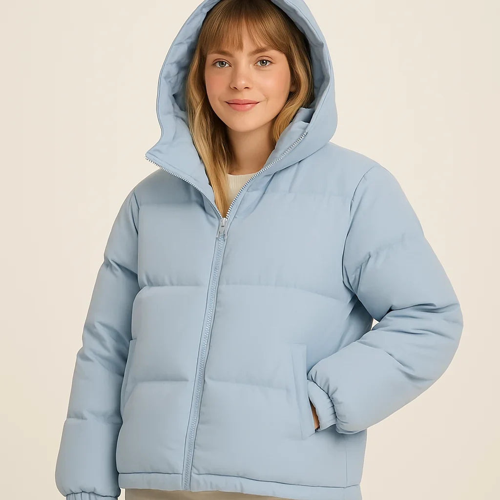 Junostine | Women's Puffer Jacket Zip Front Hooded Weatherproof Winter Outdoor