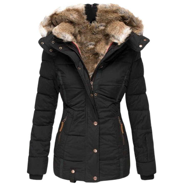 Kairaaria | Women's Faux Fur Lined Coat – Stand Collar Button Front Jacket — 1