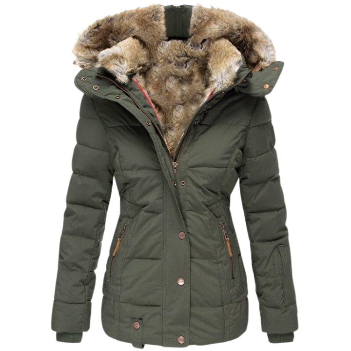 Kairaaria | Women's Faux Fur Lined Coat – Stand Collar Button Front Jacket — 2