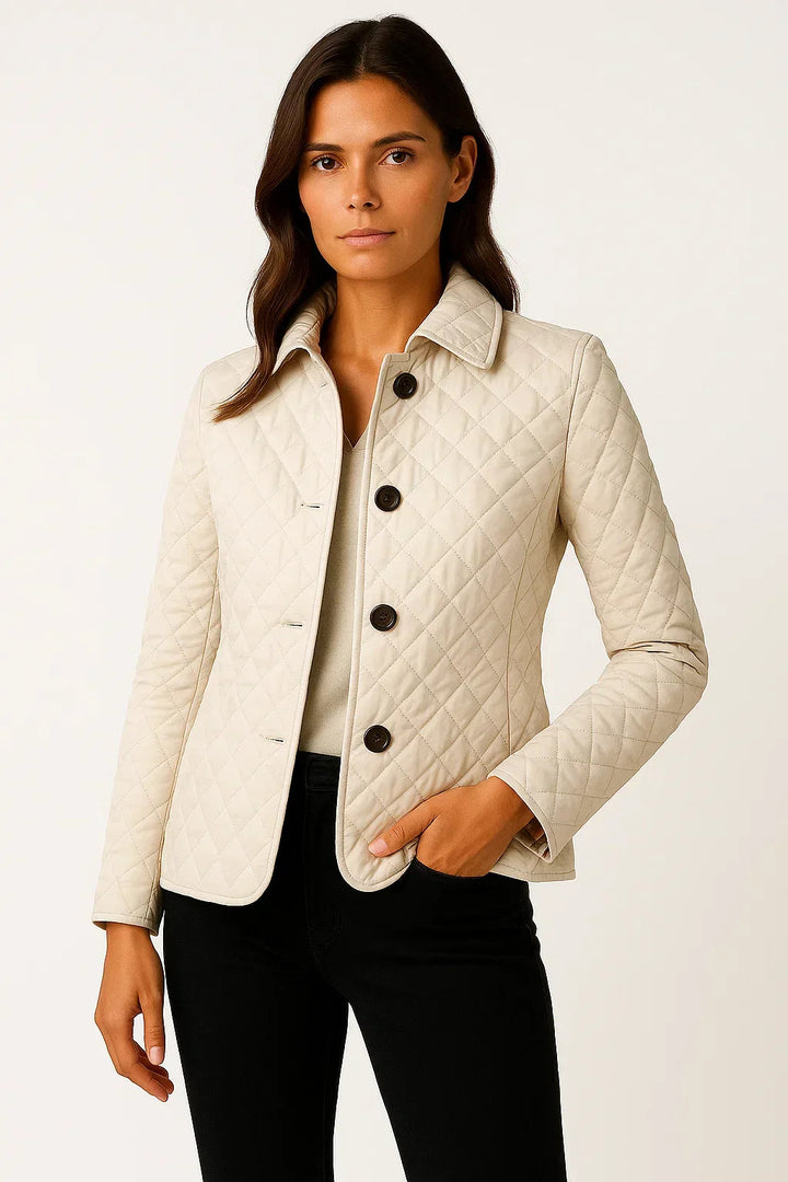 Kairathea | Women's Chic Quilted Button-Front Jacket with Two Pockets — White