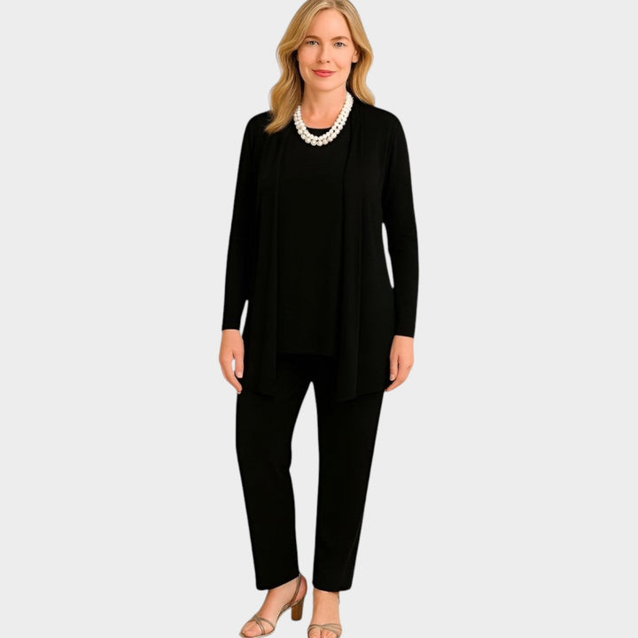 Kalinova | Women's Cozy Suit Soft Knit Three Piece Set — Black